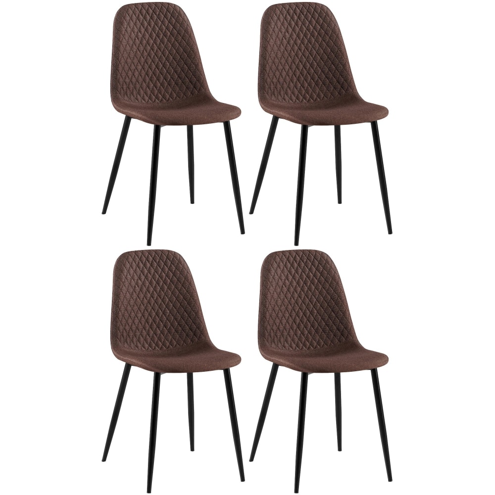 4er Set Stühle gepolstert Metall-gestell Stoff braun - Maisons Du
