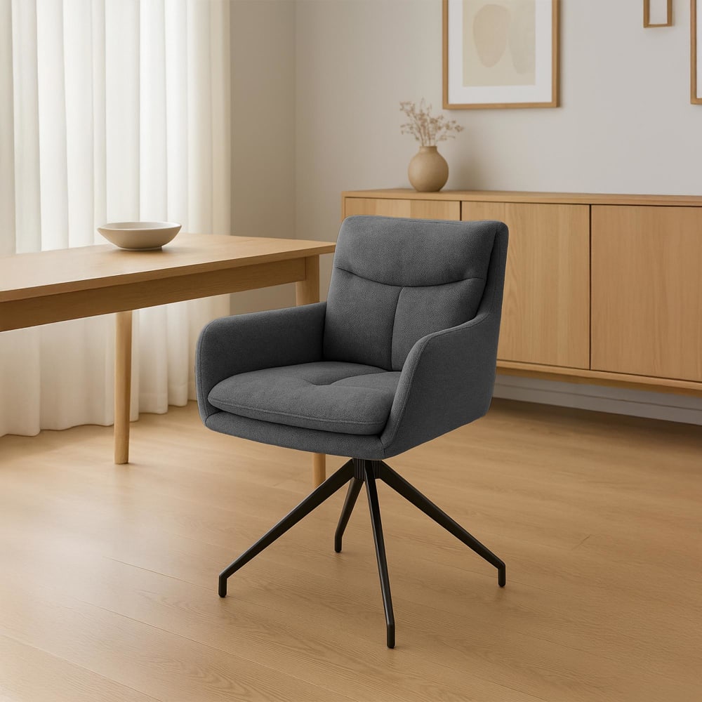 CLP Esszimmerstuhl drehbar aus Stoff dunkelgrau style modern - Stoff