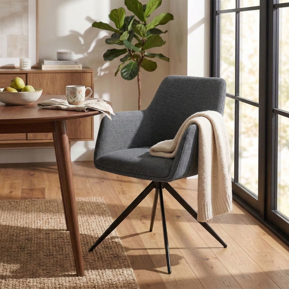 CLP Esszimmerstuhl drehbar aus Stoff grau style modern - Stoff