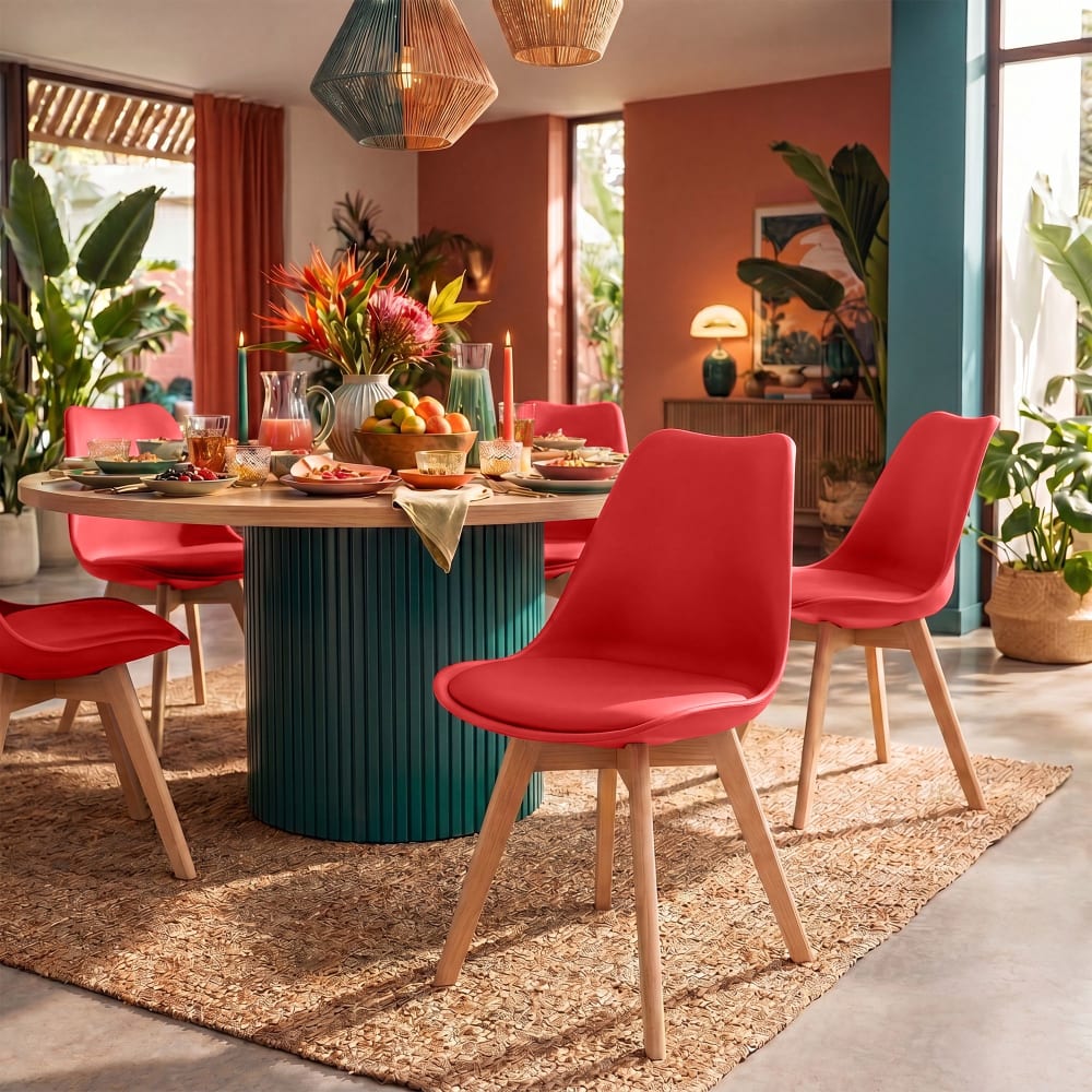 CLP Esszimmerstuhl mit Sitz aus Kunststoff rot style modern - Harz