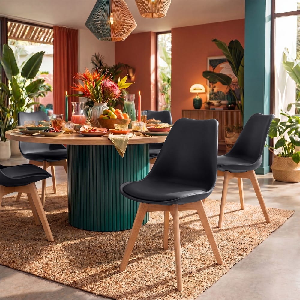 CLP Esszimmerstuhl mit Sitz aus Kunststoff schwarz style modern - Harz