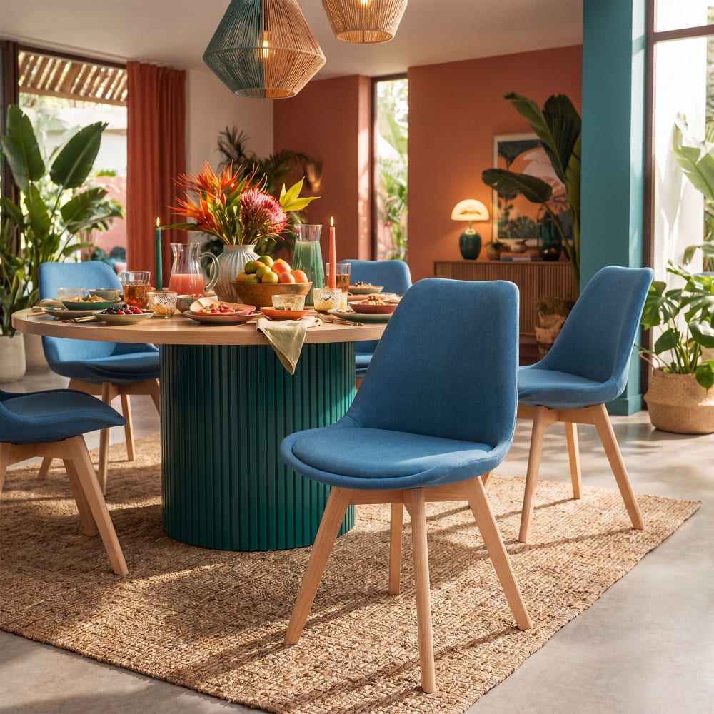 CLP Esszimmerstuhl mit Sitz aus Stoff blau style modern - Stoff
