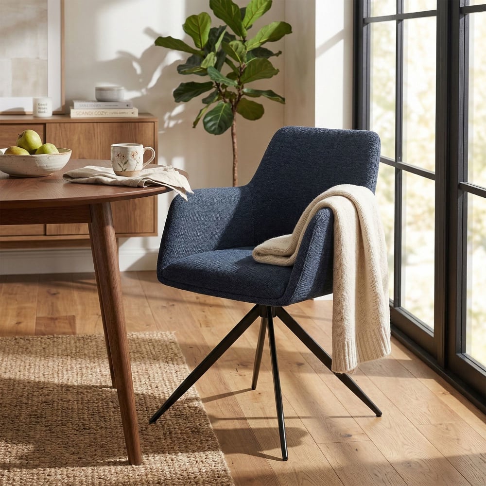 CLP Esszimmerstuhl drehbar aus Stoff blau style modern - Stoff