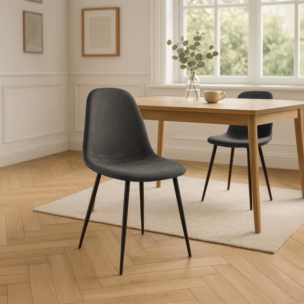 CLP Esszimmerstuhl mit Metallgestell aus Vintage Kunstleder schwarz style modern - Pvc - Polyvinlychlorid