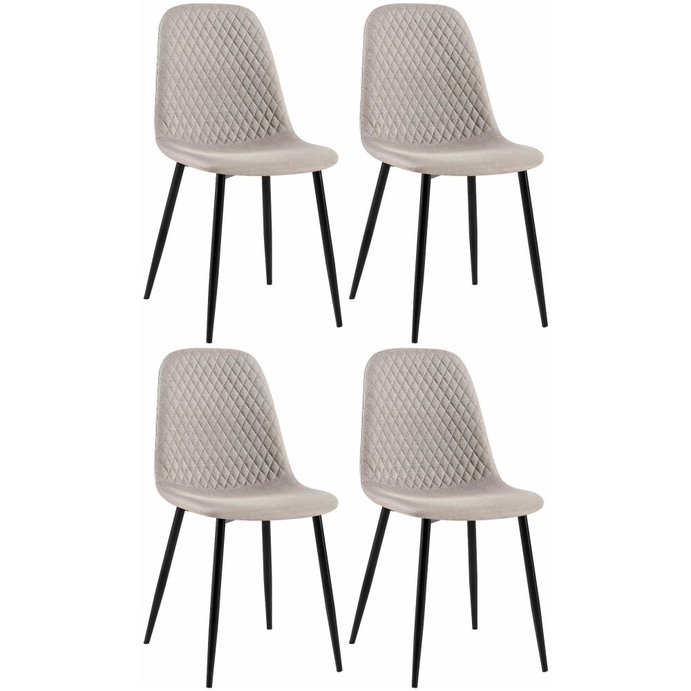 4er Set Stühle gepolstert Metall-gestell Stoff grau - Maisons Du
