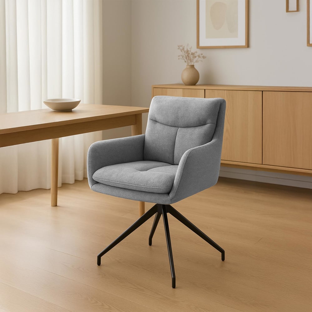 CLP Esszimmerstuhl drehbar aus Stoff hellgrau style modern - Stoff