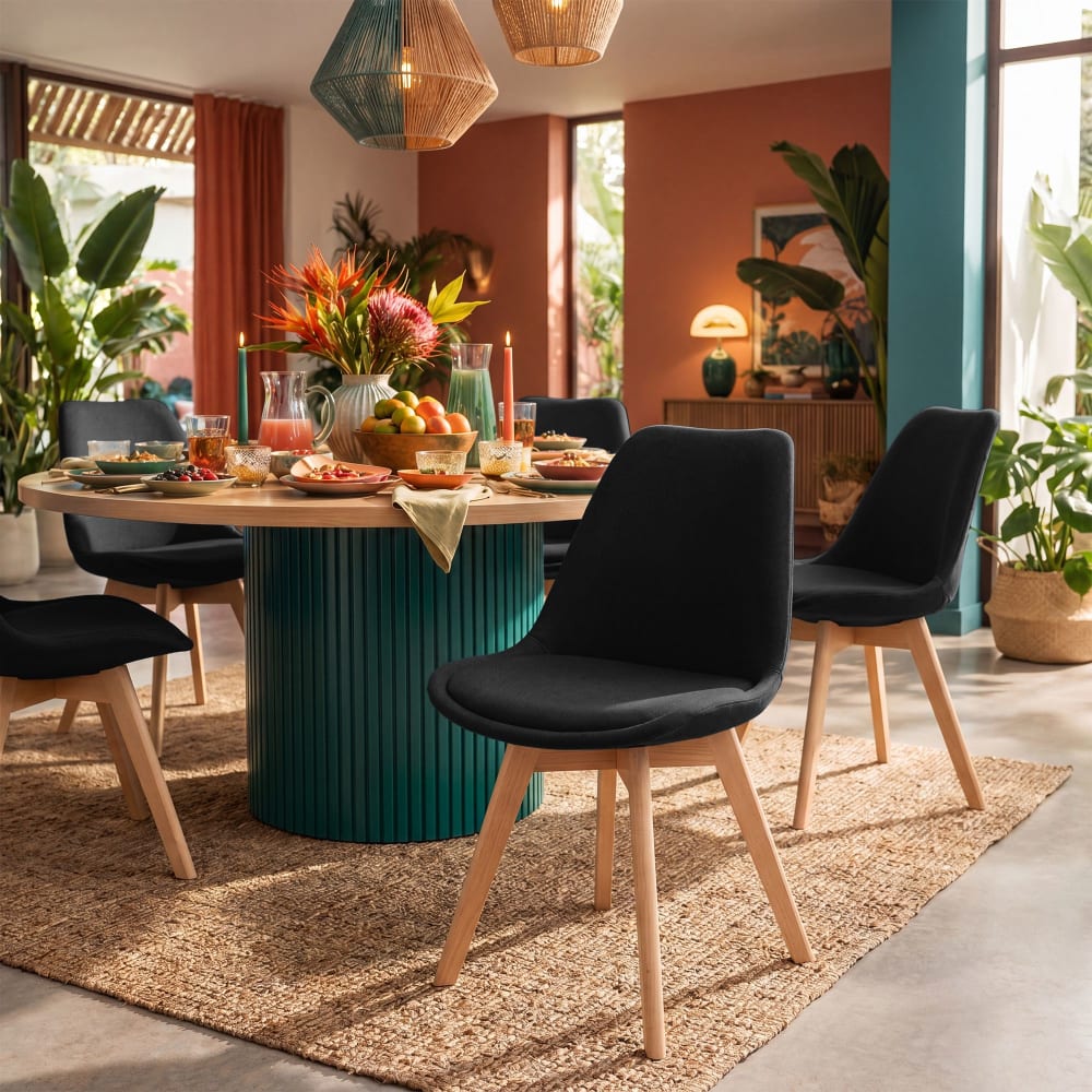CLP Esszimmerstuhl mit Sitz aus Stoff schwarz style modern - Stoff