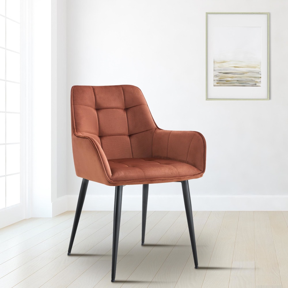 CLP Esszimmerstuhl Ferndale mit Samtbezug gepoltert Samt braun style modern - Samt