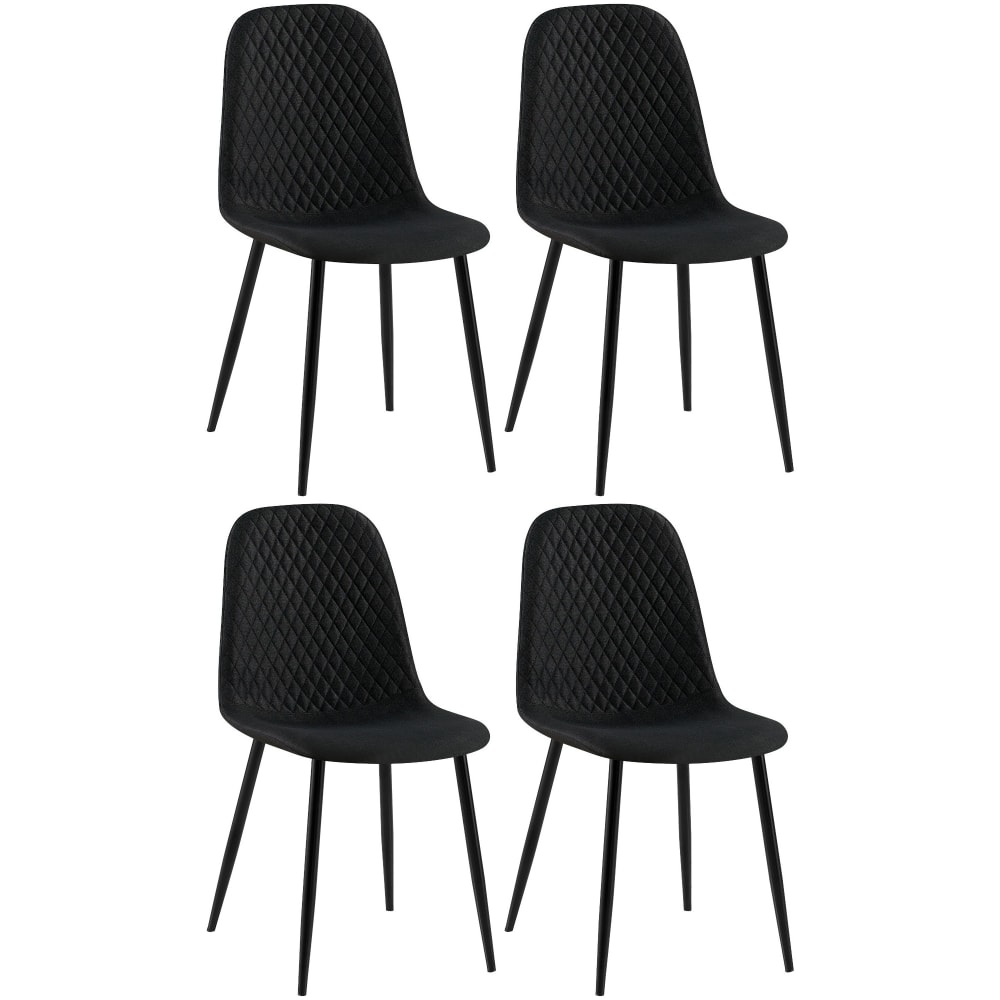 4er Set Stühle gepolstert Metall-gestell Stoff schwarz - Maisons