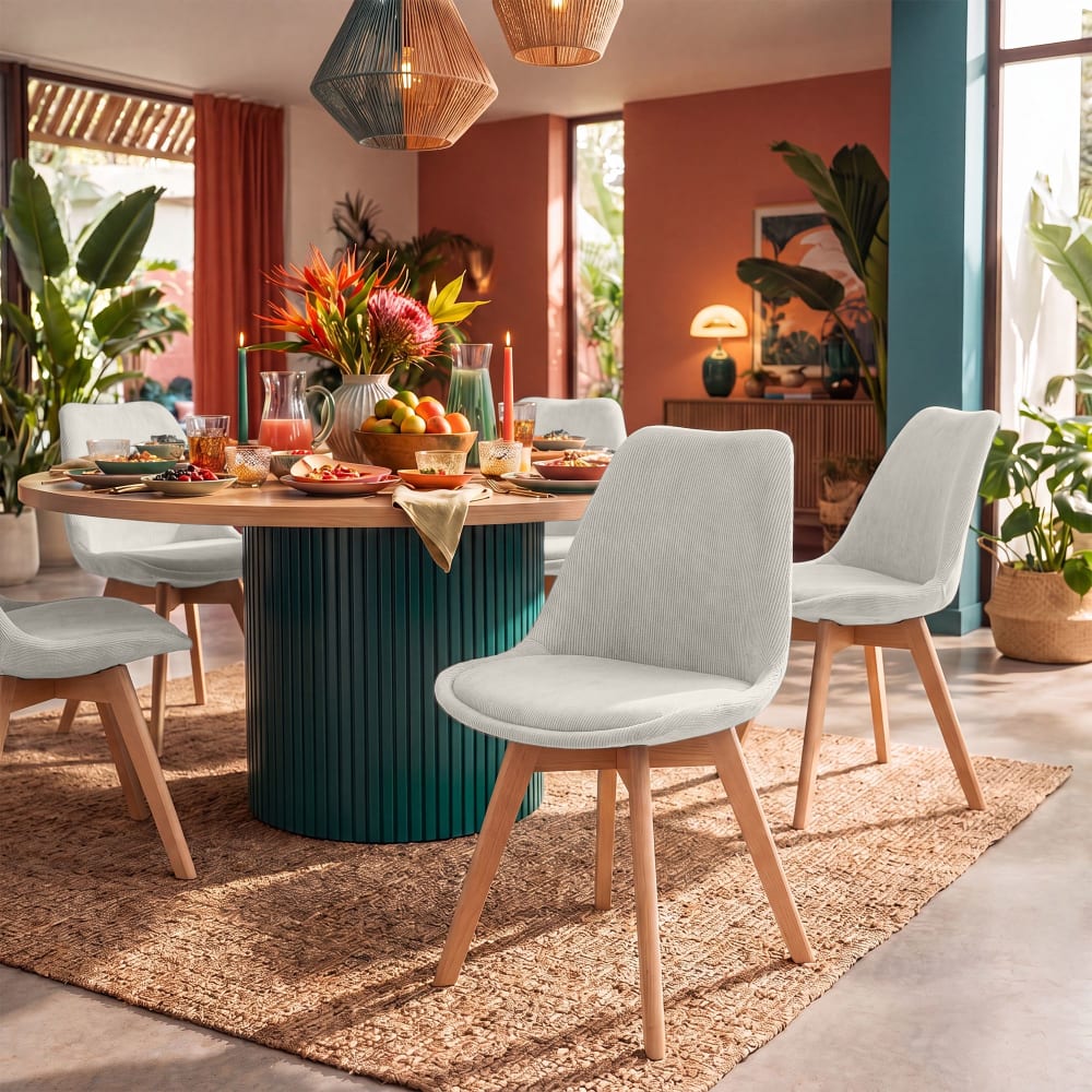 CLP Esszimmerstuhl mit Sitz aus Cord beige style modern - Baumwolle