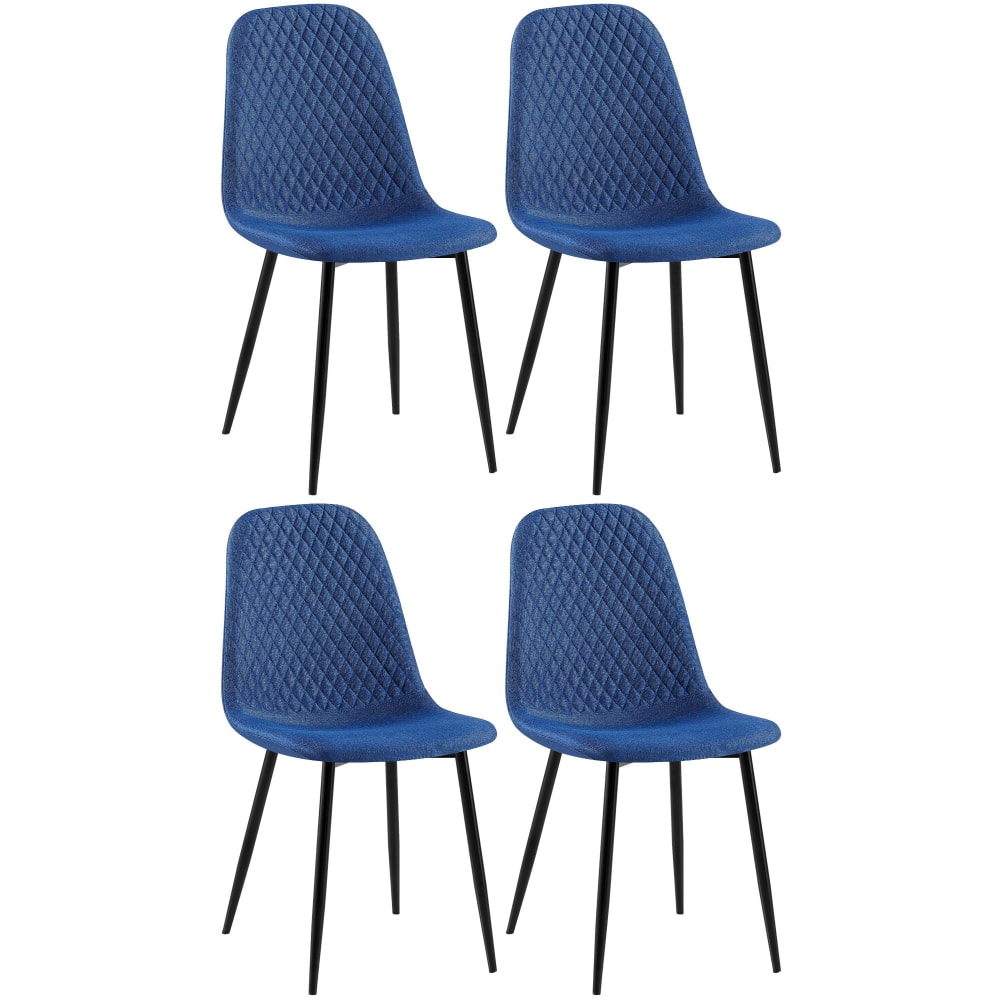 4er Set Stühle gepolstert Metall-gestell Stoff blau - Maisons Du