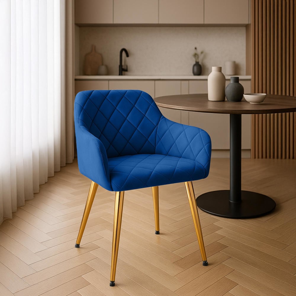 CLP Esszimmerstuhl mit Fußgestell aus Samt dunkelblau style modern - Samt