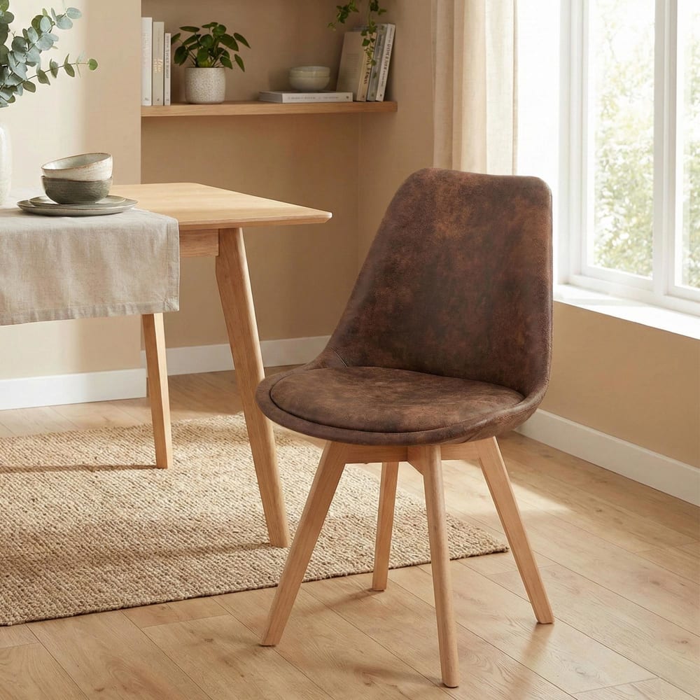 CLP Esszimmerstuhl mit Sitz aus Kunstleder braun style modern - Pvc - Polyvinlychlorid