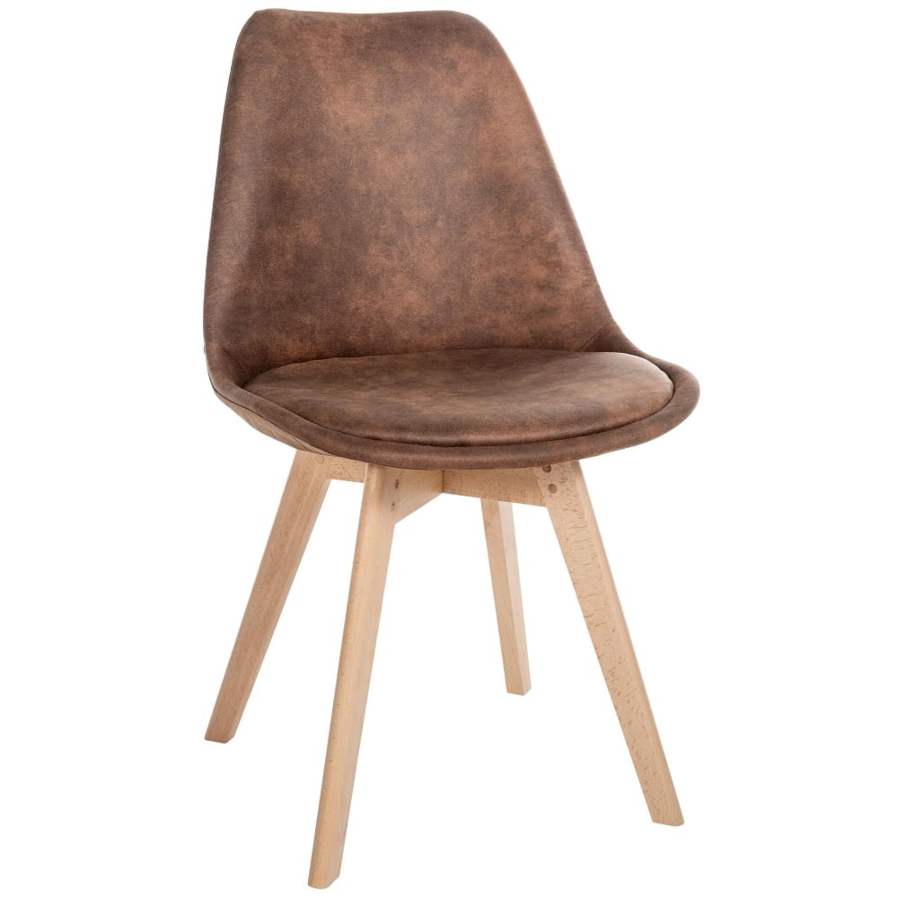 Esszimmerstuhl mit Sitz aus Kunstleder braun - Maisons Du Monde