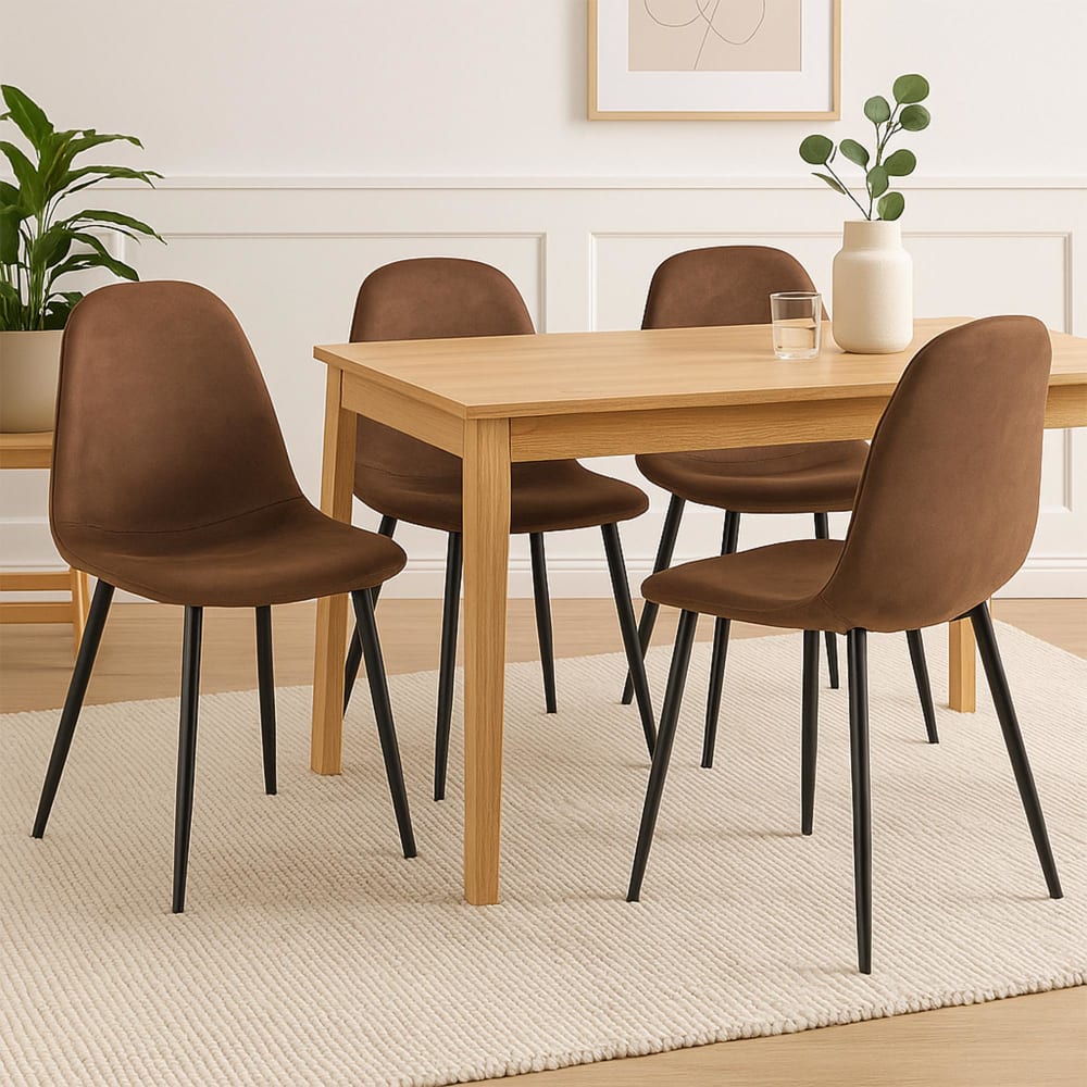 CLP 4er Set Sühle mit Metallgestell und Sitz aus Kunstleder braun style modern - Pvc - Polyvinlychlorid