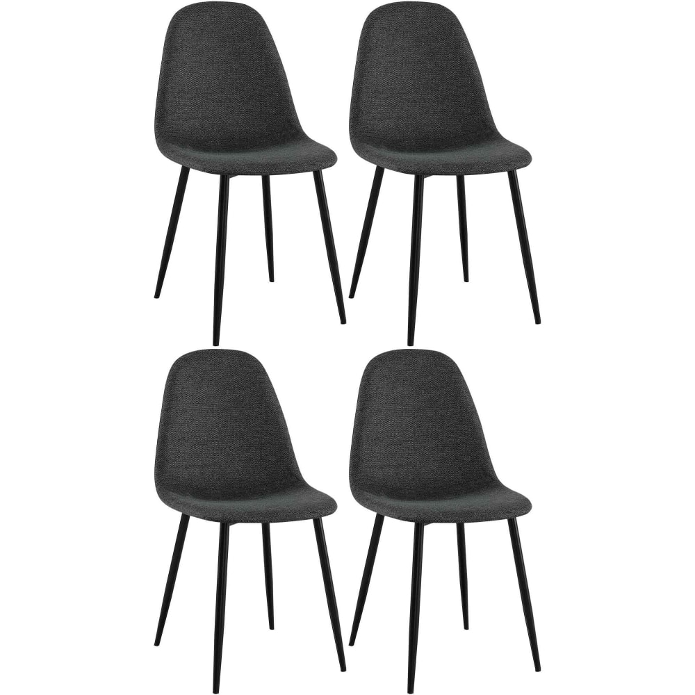 4er Set Sühle mit Metallgestell und Sitz aus Stoff schwarz -