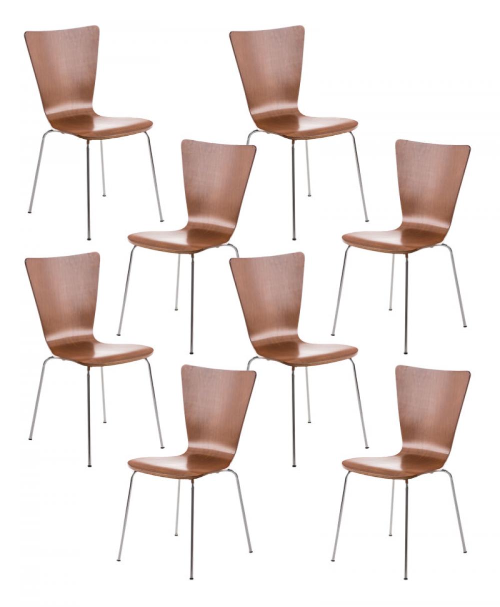 CLP 8er Set Besucherstühle aus Holz braun style modern - Holz