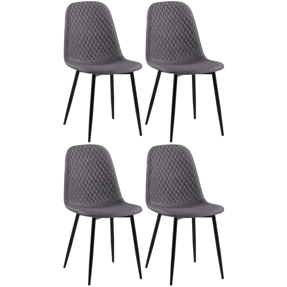 4er Set Stühle gepolstert Metall-gestell Stoff dunkelgrau -