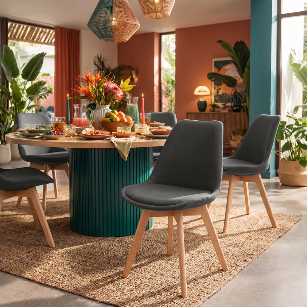 CLP Esszimmerstuhl mit Sitz aus Stoff dunkelgrau style modern - Stoff
