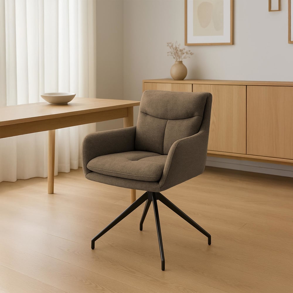 CLP Esszimmerstuhl drehbar aus Stoff braun style modern - Stoff