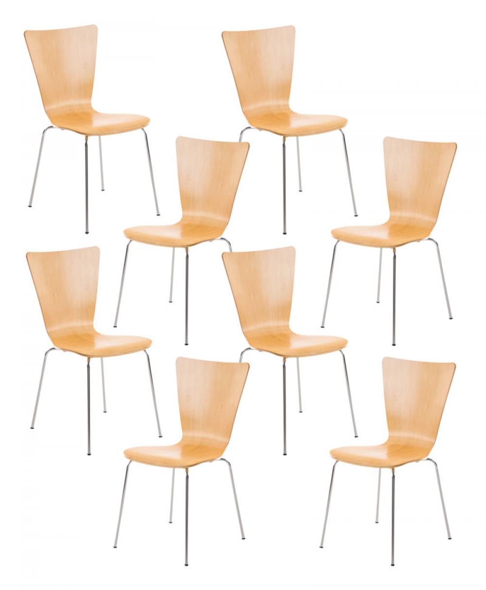 CLP 8er Set Besucherstühle aus Holz natura style modern Braun Holz