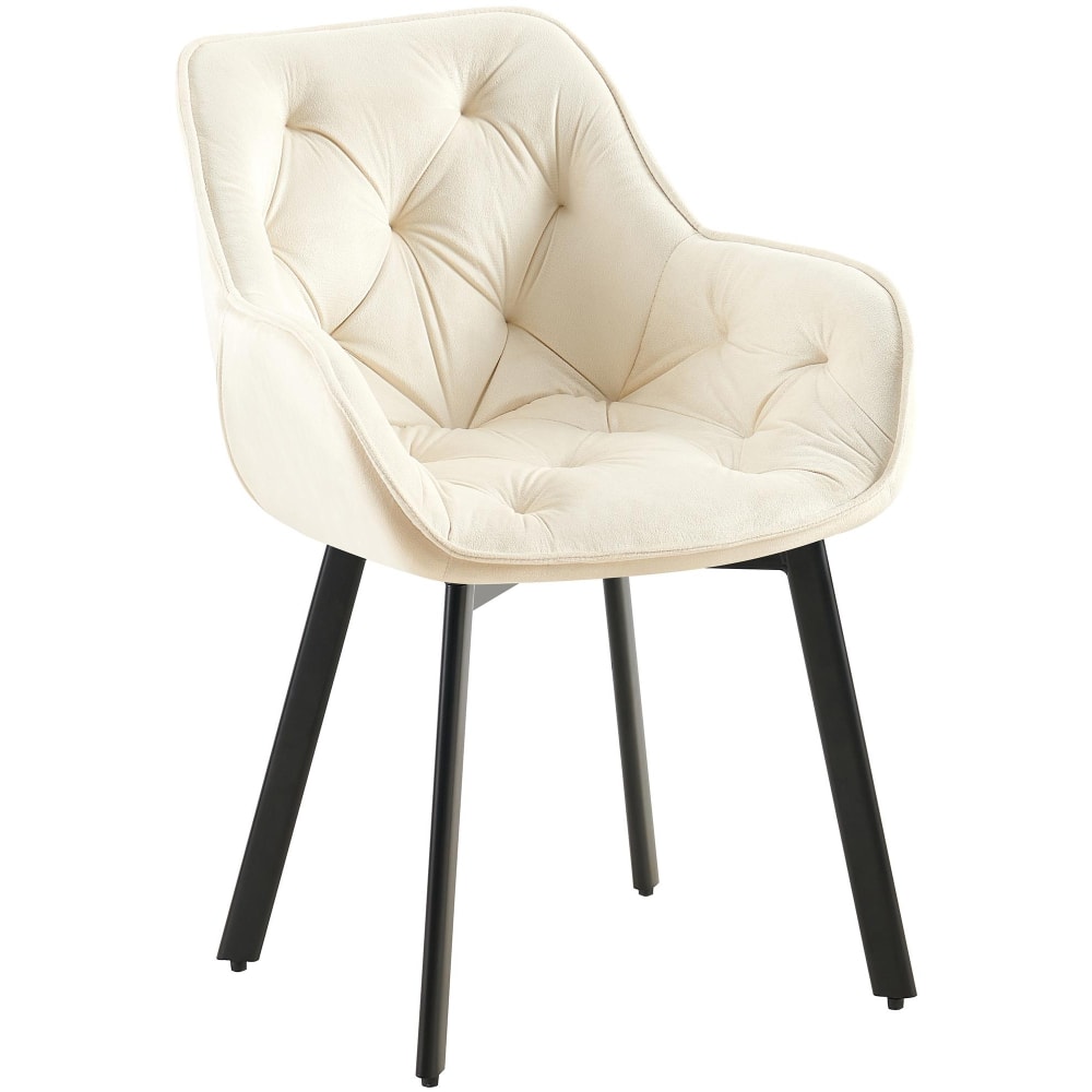 Esszimmerstuhl mit Fußgestell aus Samt creme - Maisons Du Monde