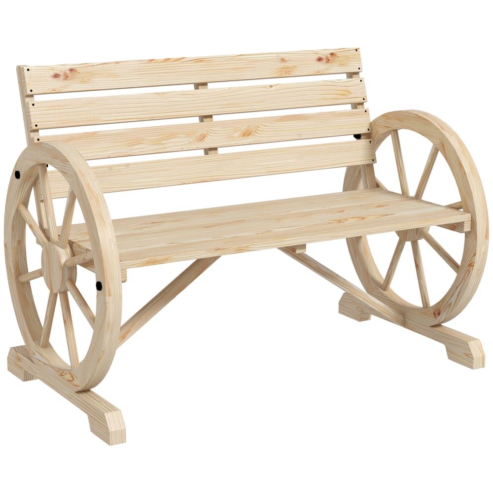 Banc 2 places en bois - naturel accoudoirs