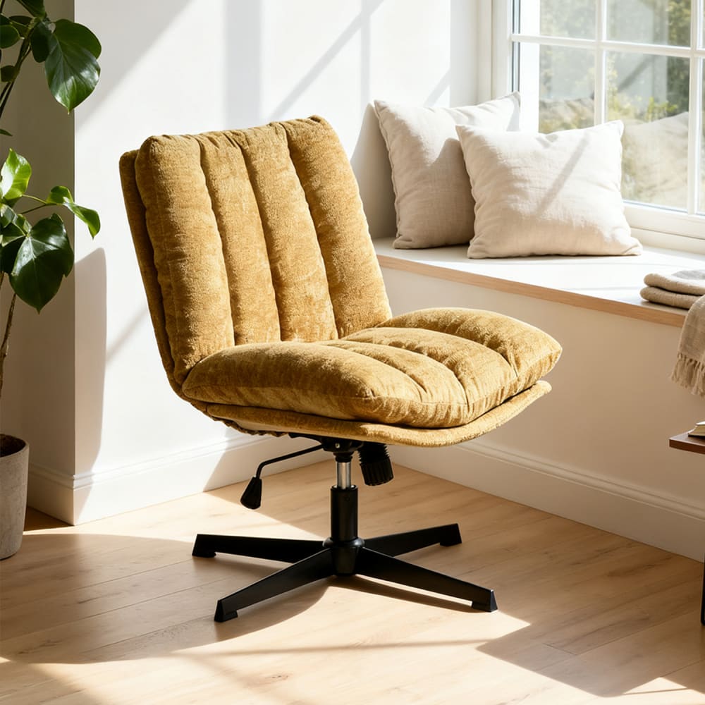 Fauteuil pivotant et réglable en hauteur avec chenille jaune