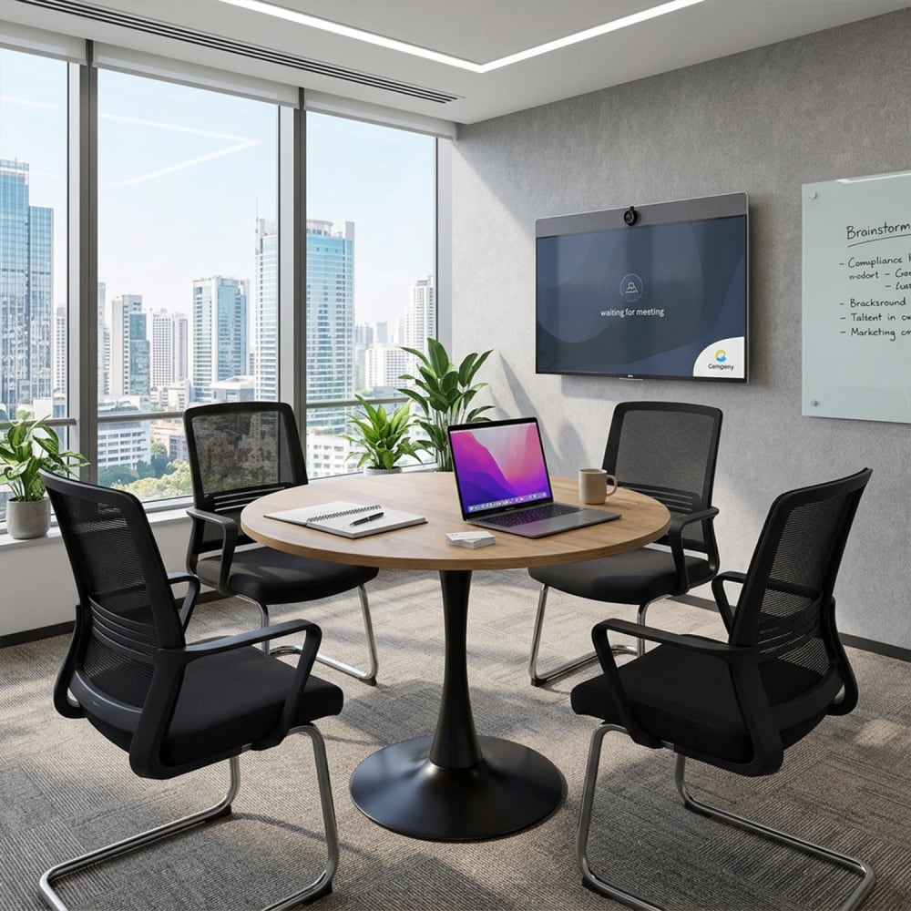 Runder Esstisch 4 Personen Eichenoptik moderner Stil - Maisons Du