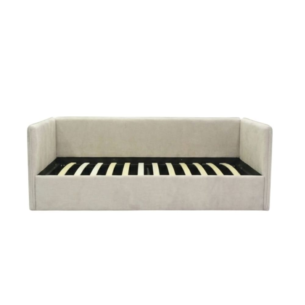 Lit tapissé avec rangement aggloméré marron 74x202x102cm