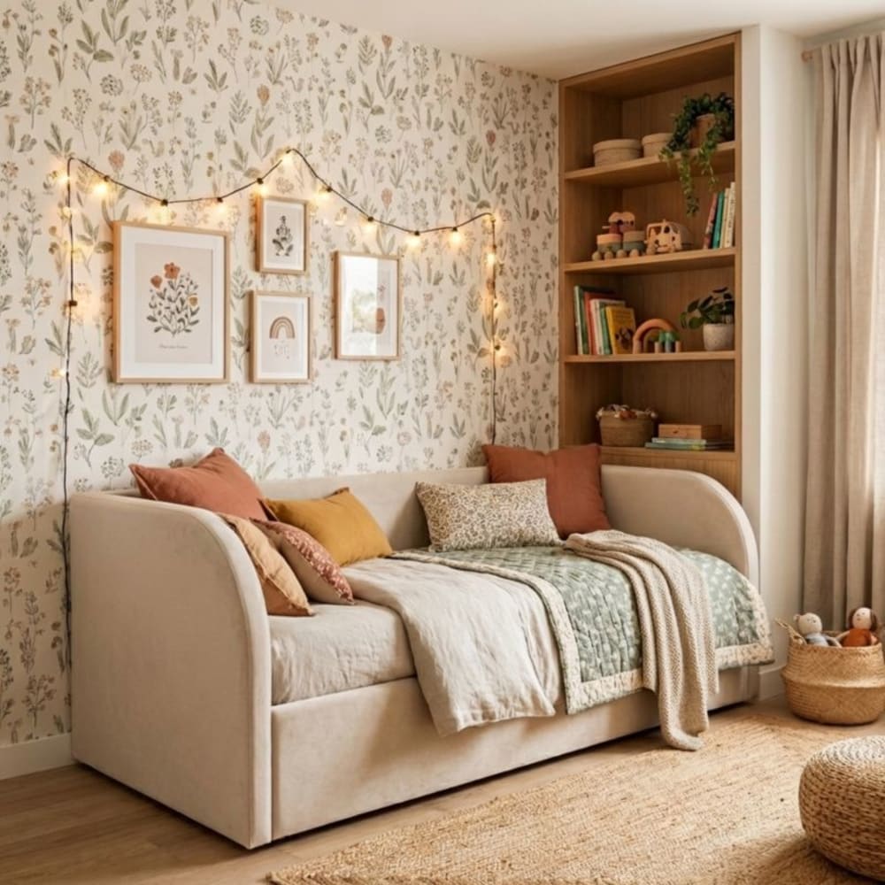 Gepolstertes Bett mit Stauraum Spanplatte beige 72x204x100cm -