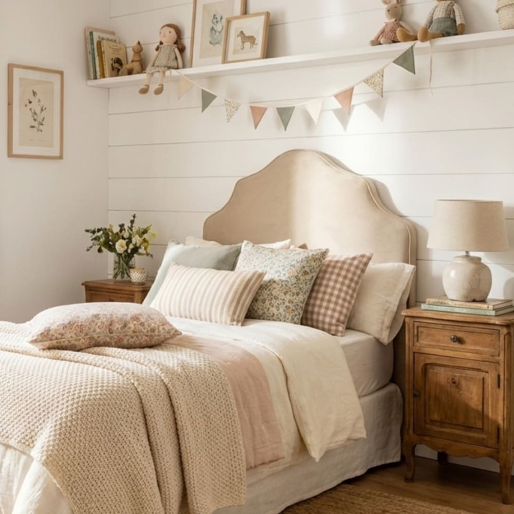 Gepolstertes Kopfteil Spanplatte beige 90/105cm - Maisons Du