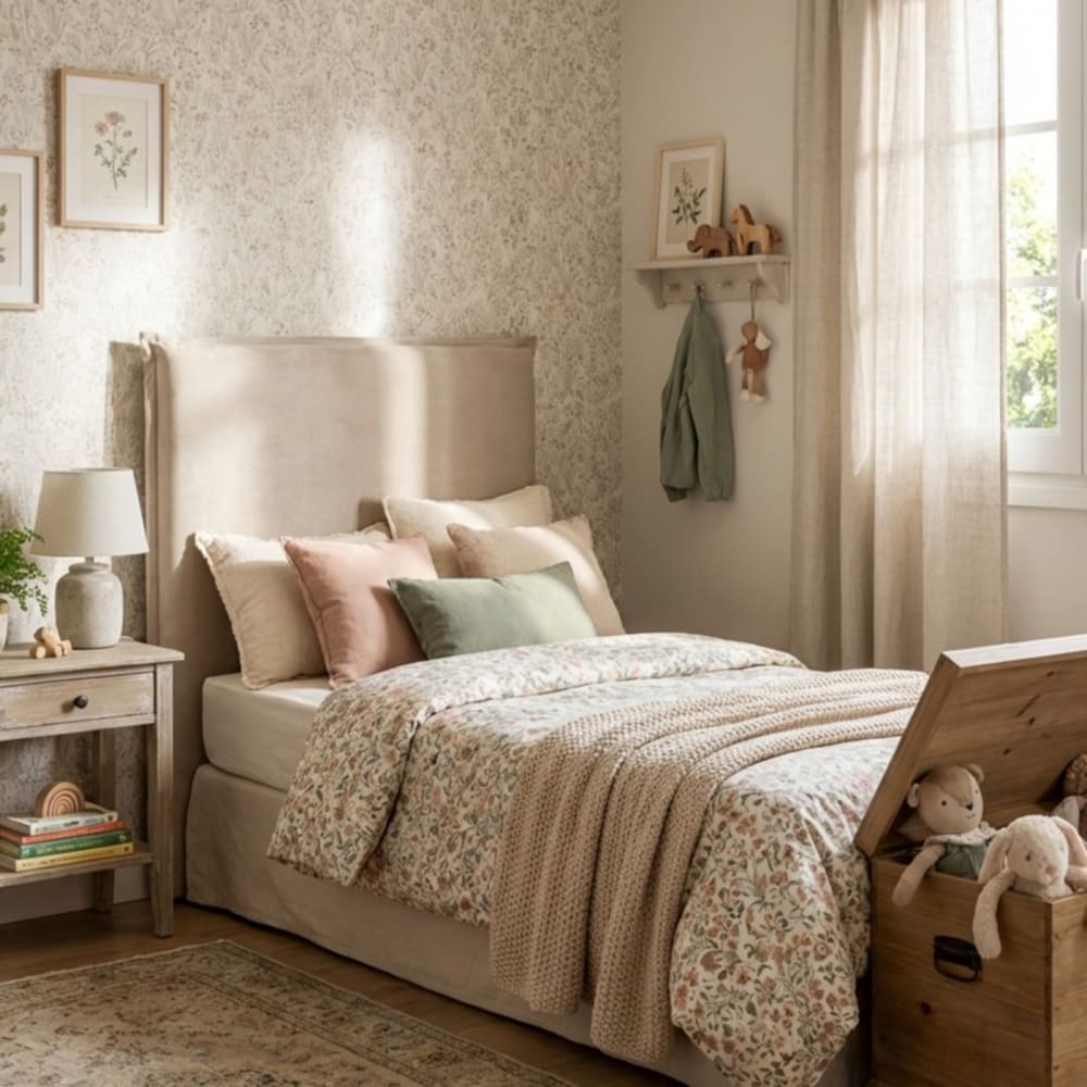 Gepolstertes Kopfteil Spanplatte beige 90/105cm - Maisons Du