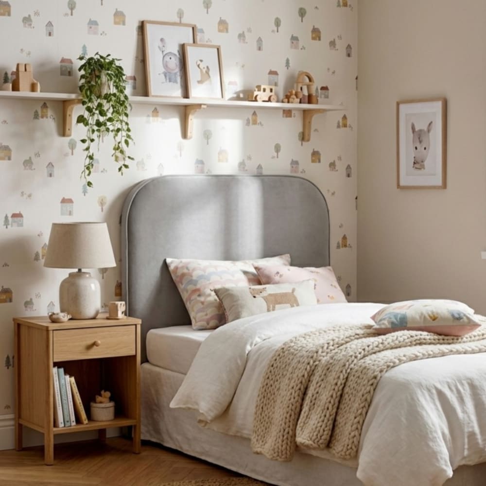 Gepolstertes Kopfteil Spanplatte grau 90/105cm - Maisons Du Monde