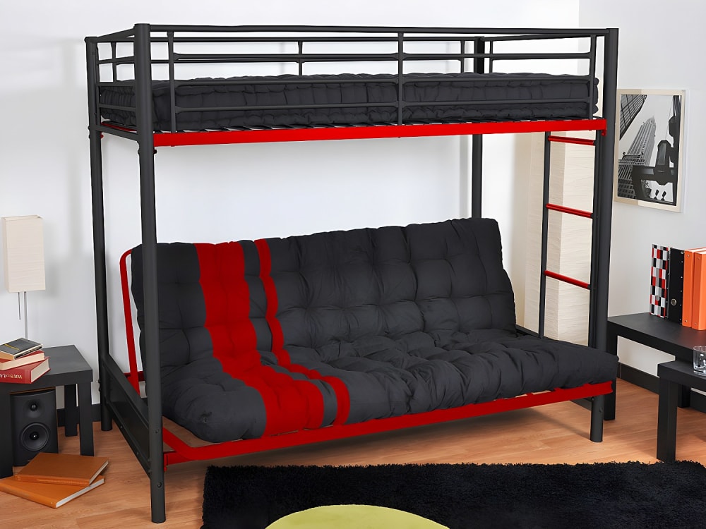 Futon coton noir, rouge - Maisons du Monde