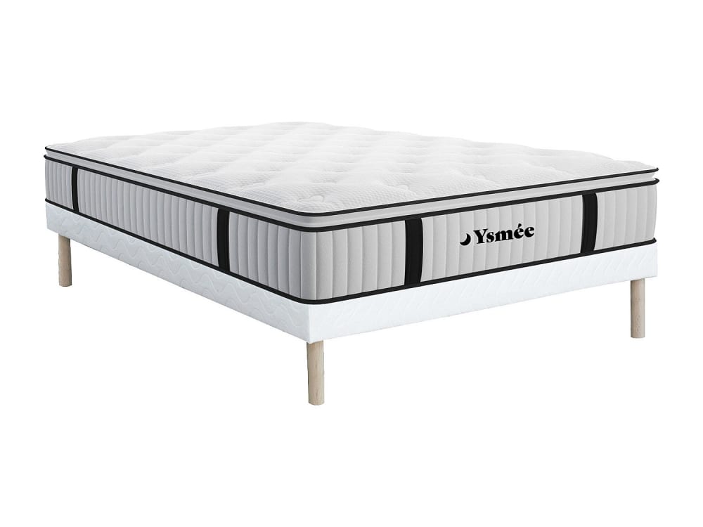 Matelas et sommier tapissier polyester blanc 160 x 200 Matelas et sommier tapissier polyester blanc 160 x 200