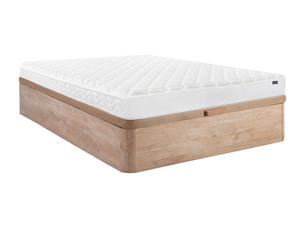 Matelas et sommier coffre panneau de particule naturel clair 140 x 190