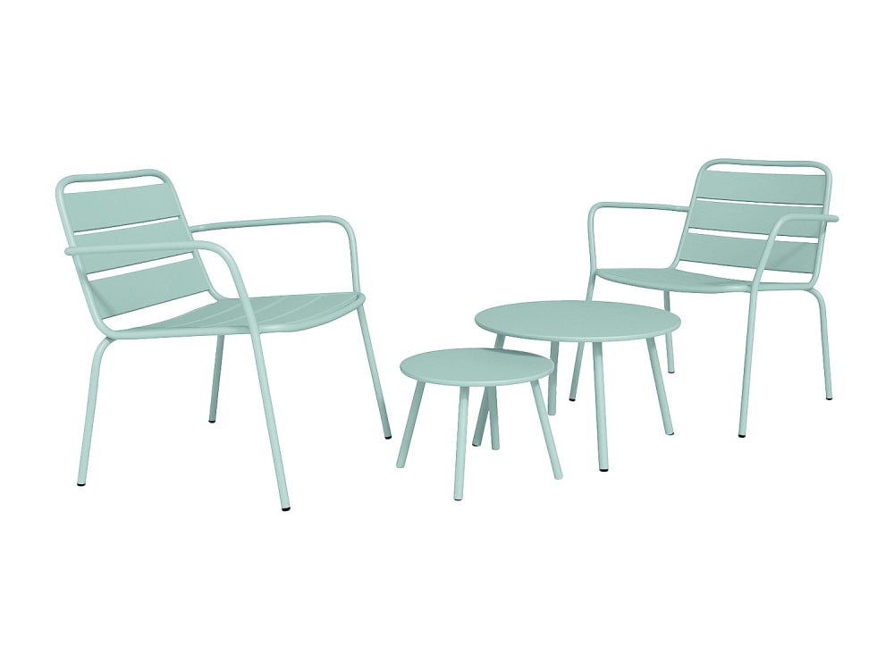 Ensemble salon de jardin acier vert amande