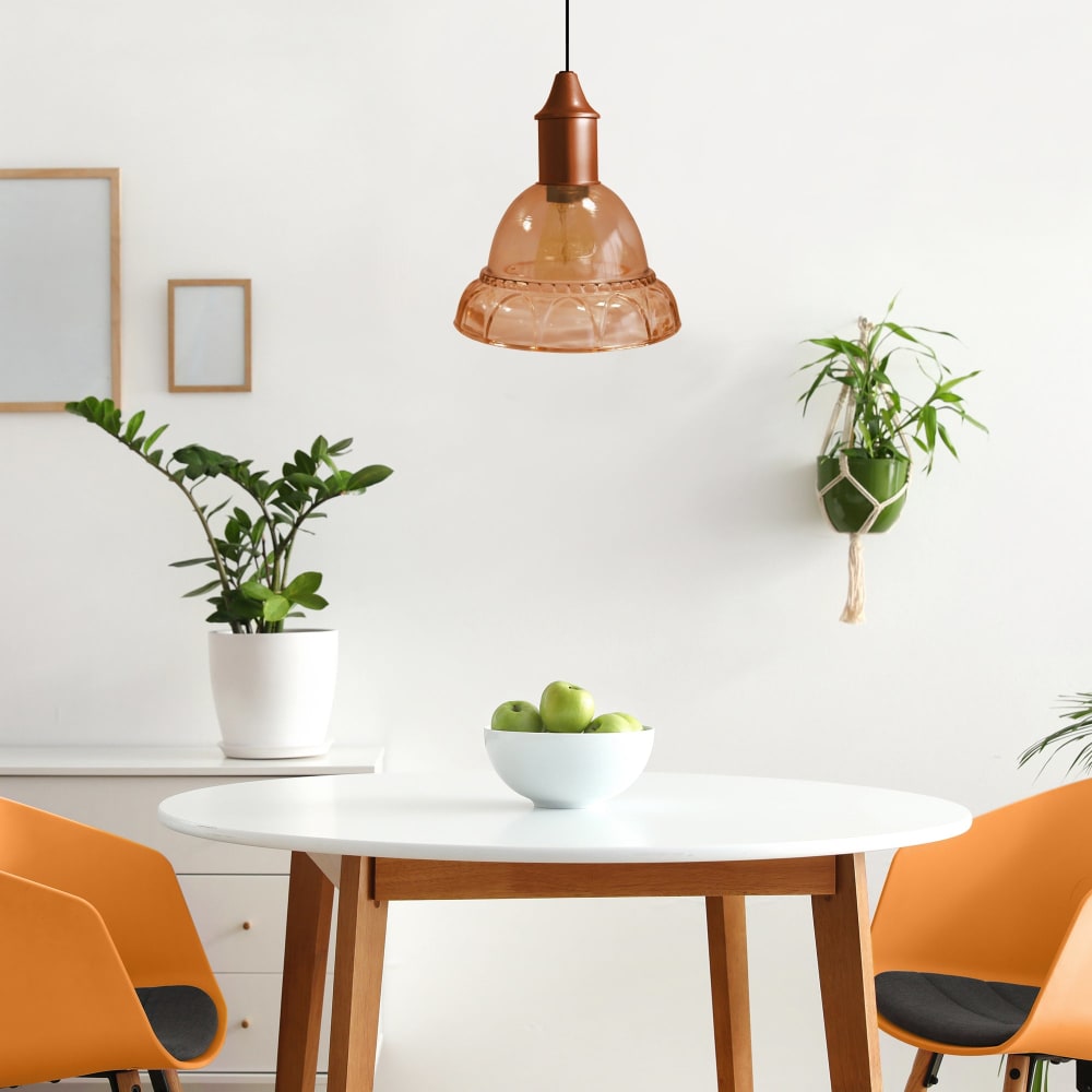 Suspension métal cable tulipe orange D16cm — vue 3