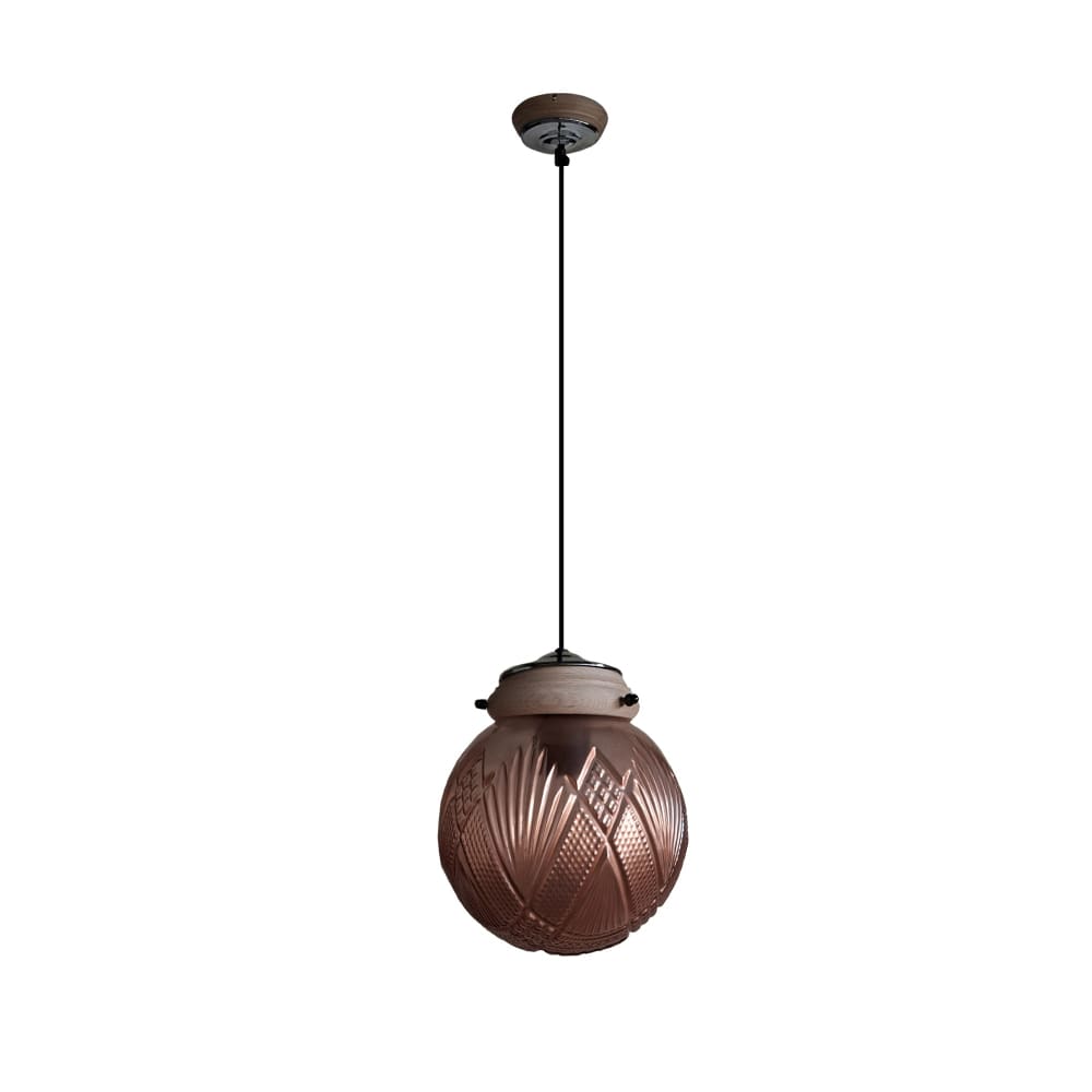 Suspension verre globo naturel cuivre D18cm — vue 4