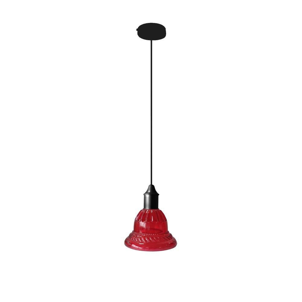 Suspension métal cable tulipe rouge D16,5cm — vue 4