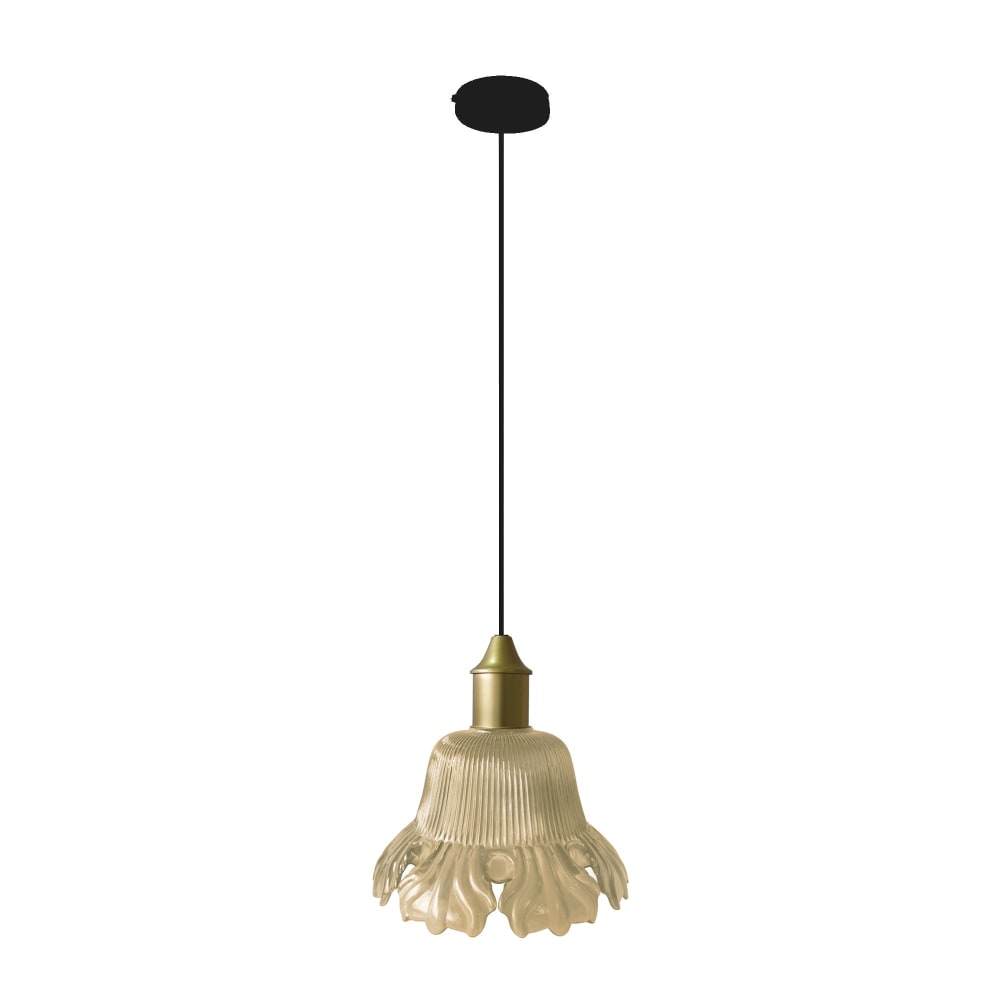 Suspension métal cable tulipe ambre D23cm — vue 4