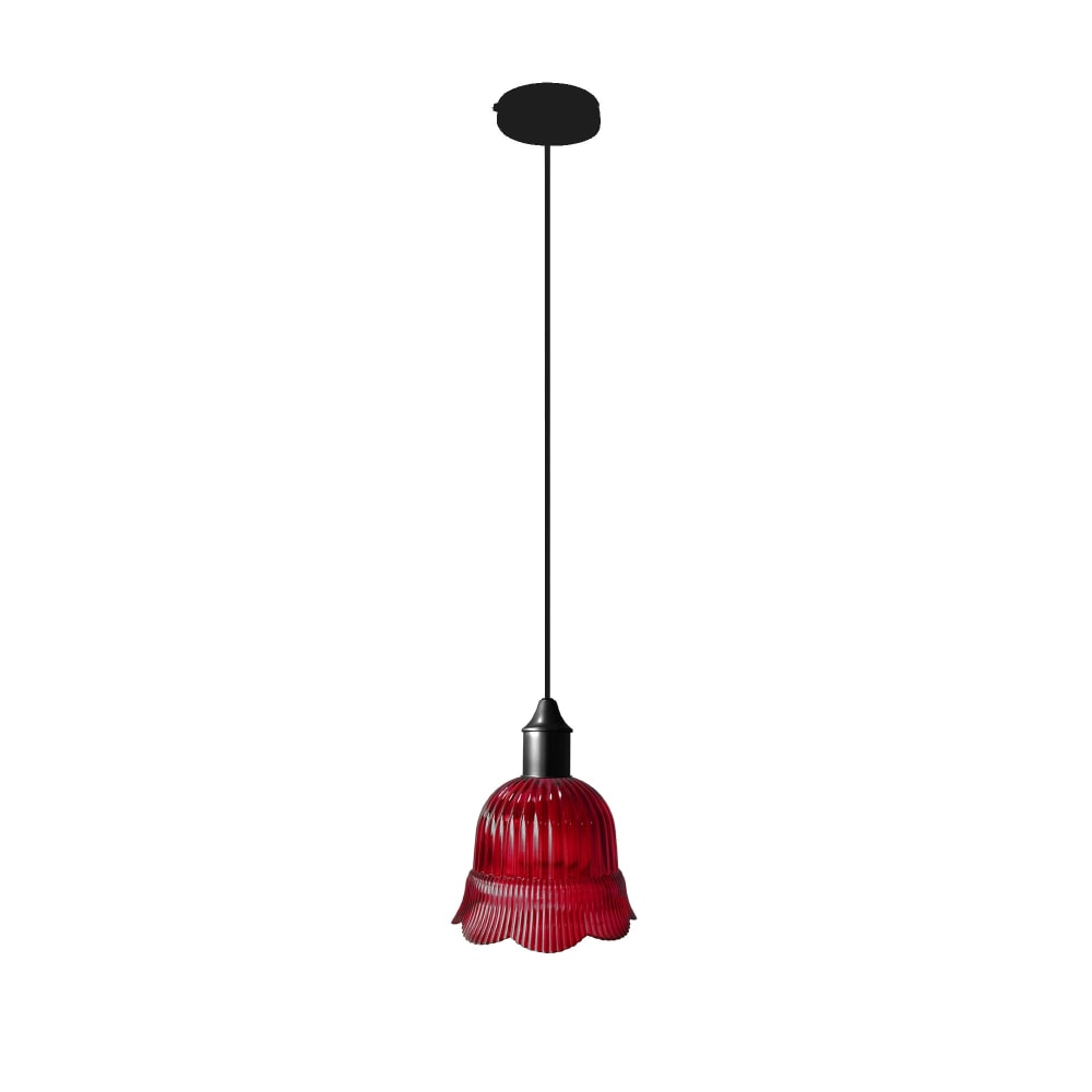 Suspension métal cable tulipe rouge D18,5cm — vue 4