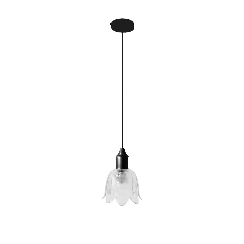 Suspension métal cable tulipe transparent D15,5cm — vue 4