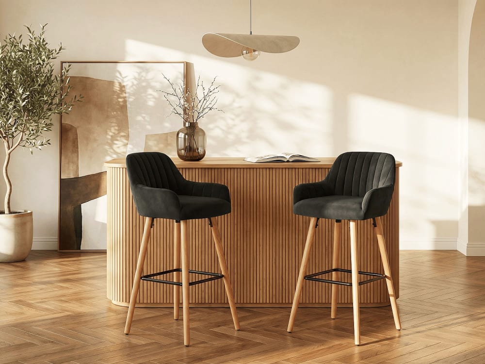 Tabouret de bar velours noir