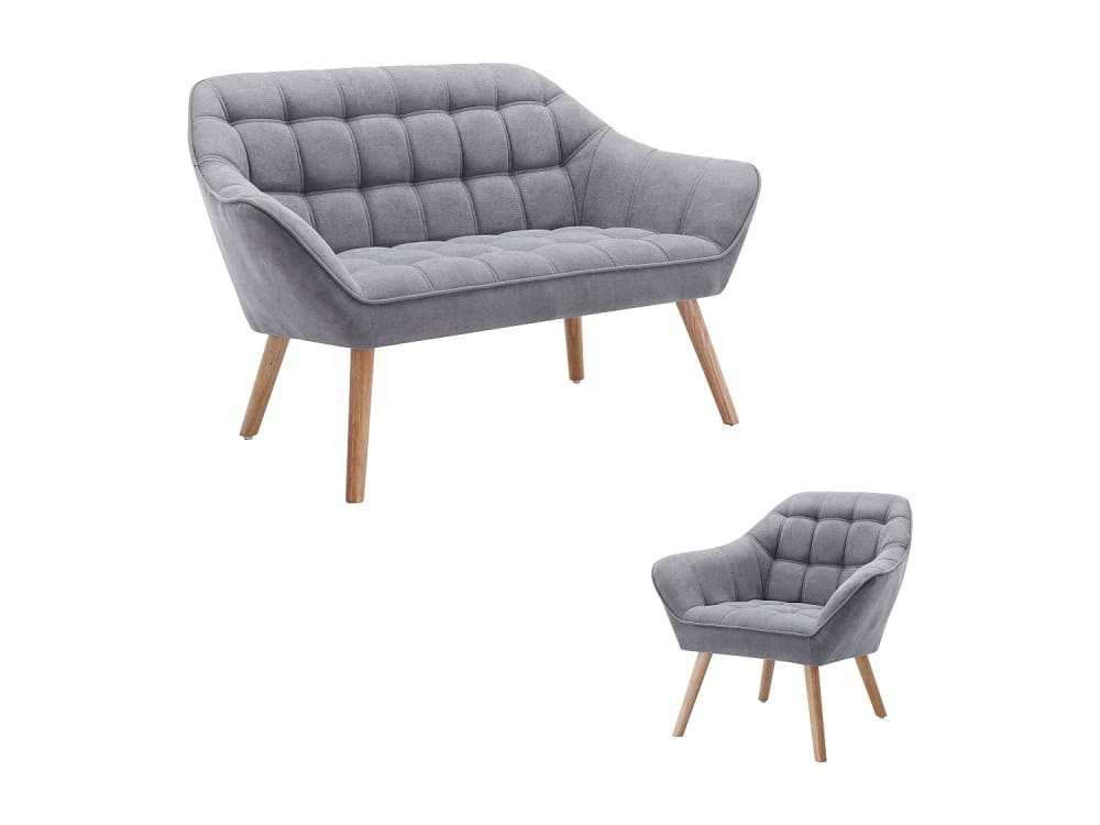 Ensemble canapé fauteuil fixe  3 places gris