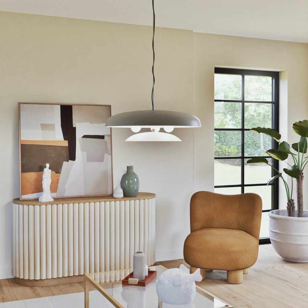 Suspension métal cable ronde blanc D64cm — vue 3