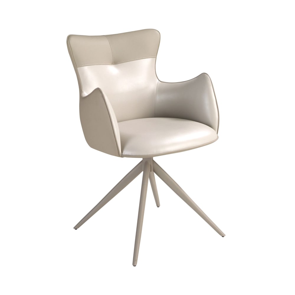 Angel Cerda Drehstuhl aus Kunstleder in gebrochenem Weiß und Greige style modern Beige Pvc - Polyvinlychlorid