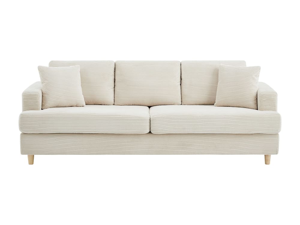 Sofá fijo terciopelo 3 plazas beige 216x79cm