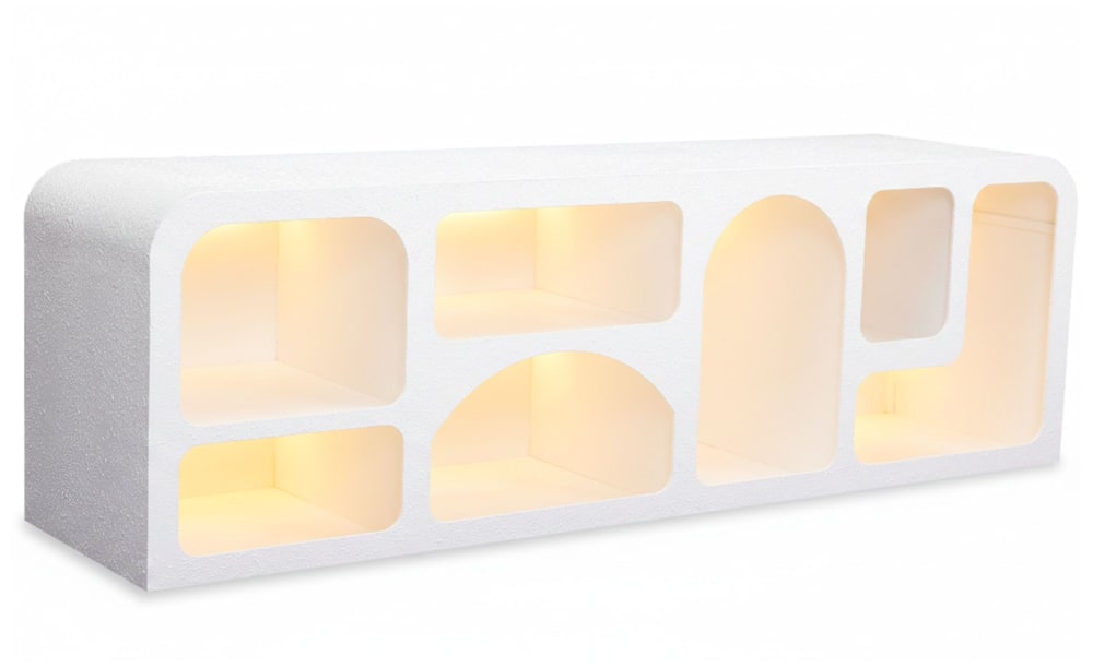Buffet bas l160cm design arches avec led intégrées blanc